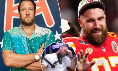 Barstool Sports chief Dave Portnoy reacts after Travis Kelce PULLS OUT of appearing at their annual 'Beer Olympics' in Las Vegas