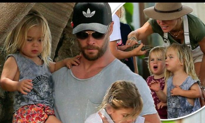 Exclusive: Chris Hemsworth and Elsa Pataky enjoy family fun in Barcelona ball pit