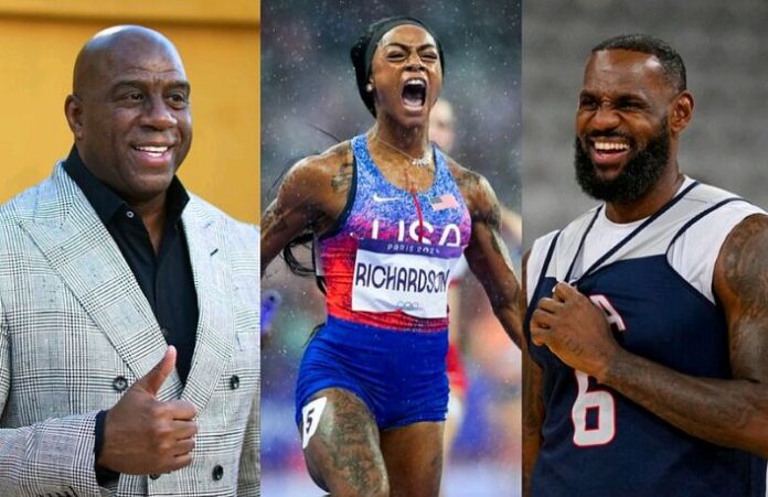 News Update: LeBron James and Magic Johnson fall in love with Sha'Carri Richdardson's golden legs.....see more