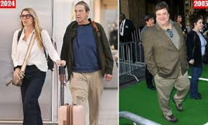 GREAT SURPRISE: John Goodman, 71, shows off his slimmed-down figure with wife of 35 years Anna Beth in New York... after the Roseanne actor lost 200lbs